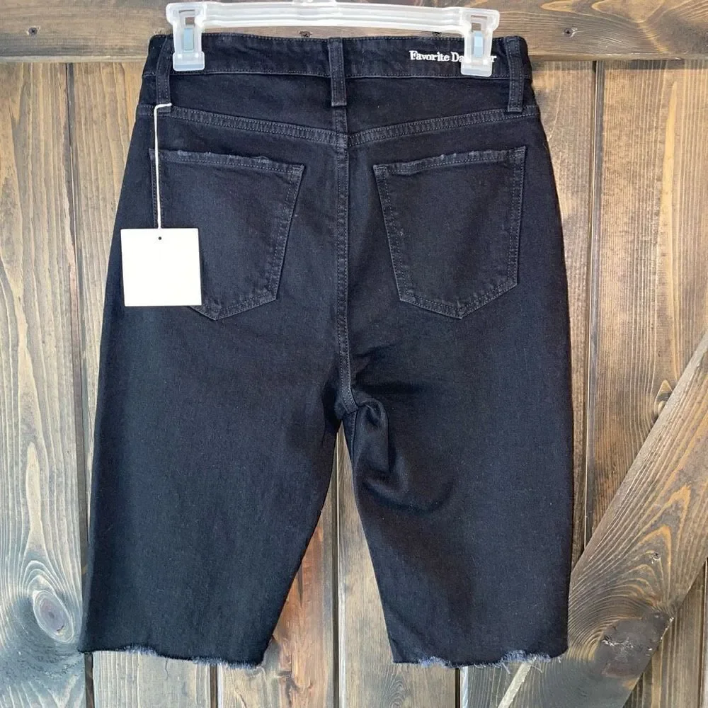 NWT Favorite Daughter The Eva Long Slim Denim Shorts